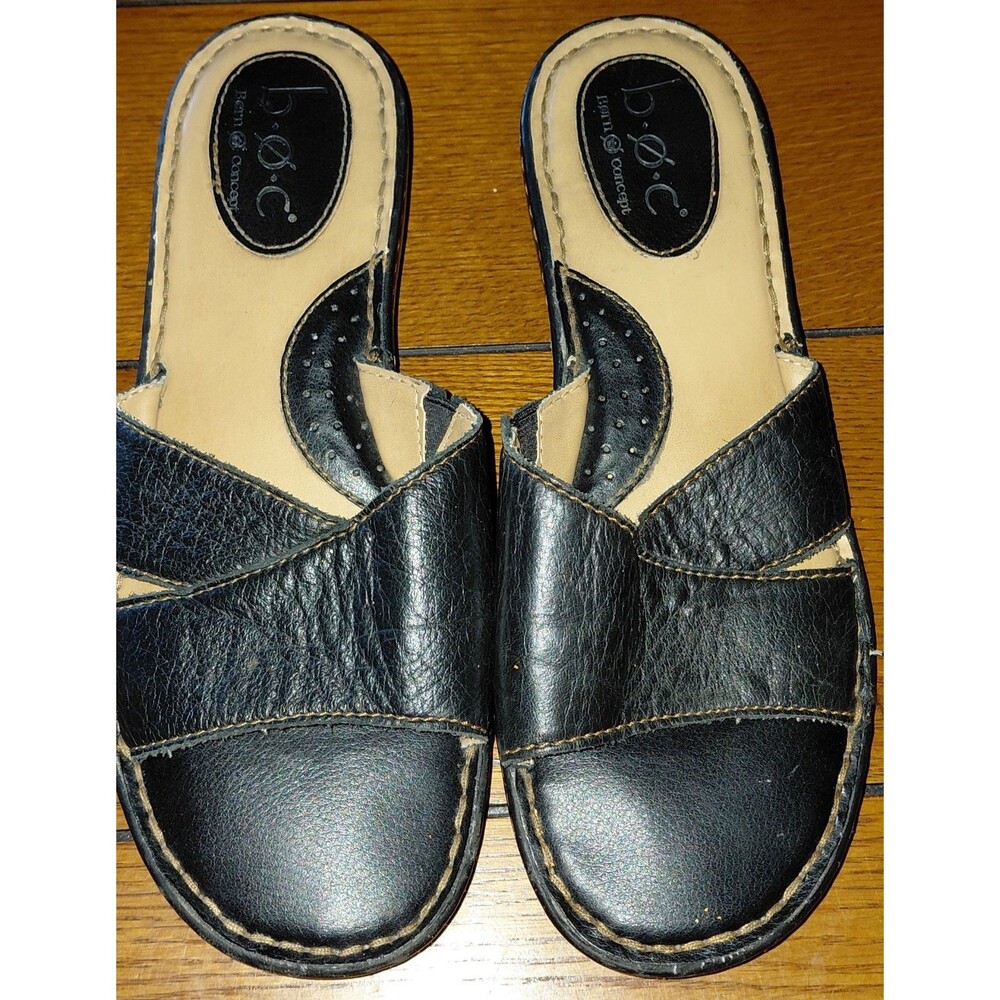 Born (B.o.c.) Black Leather Slide sandals 9